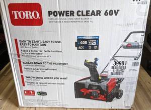 lot 1927 image: Unused In Sealed Box - TORO 21 in. (53 cm) Power Clear� e21 60V Snow Blower with 7.5Ah Battery and Charger With Flex-Force Power System� Model 39901