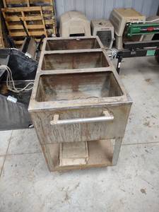 lot 1139 image: 48x22 stainless 3 hole cart and contents