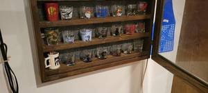 lot 2093 image: Collectible shot glasses cabinet not included. Botton 2 rows
