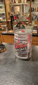 lot 2131 image: Coors light n f l beer metal barrel