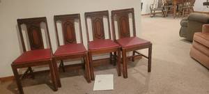 lot 2240 image: Four wooden chairs with vinyl sates