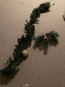 lot 3070 image: 8 foot Christmas lighted garland, and two branches