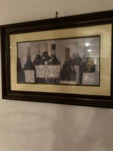 lot 3147 image: 53 x 23 inch picture with wine