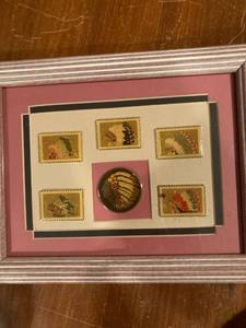 lot 3178 image: 7 14 x 9 14 Indian cat stamp collection in frame