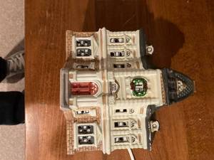 lot 3202 image: 7 inch village town hall ceramic untested