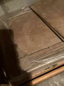 lot 3347 image: an open package of ceramic tile 16 x 16 terra-cotta color