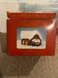 lot 4020 image: light up victorian christmas, electric porcelain toy store collector piece