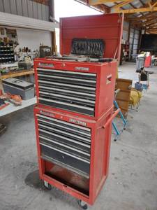 lot 1201 image: Craftsman top and bottom tool box full of tools