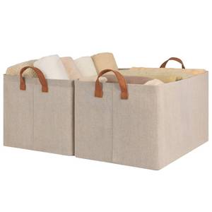 lot 20010 image: StorageWorks Storage Bins, Fabric Storage Bins for Shelves, Extra Large Storage Baskets with Metal Frame, Closet Baskets and Bins with Handles, Jumbo, Brown and Beige, 2-Pack