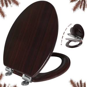 lot 20012 image: Elongated Toilet Seat Molded Wood Toilet Seat with Quietly Close and Quick Release Hinges, Easy to Install also Easy to Clean by Angol Shiold (Elongated, Dark Brown)