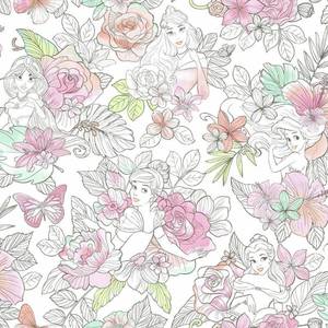 lot 20014 image: Disney Princess Royal Floral Peel and Stick Wallpaper