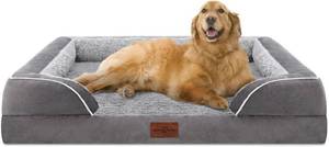 lot 20017 image: Waterproof Orthopedic Foam Dog Beds for Extra Large Dogs, XL Dog Bed with Bolster, Washable Dog Bed Sofa Pet Bed with Removable Cover & Non-Slip Bottom(X-Large,Grey)
