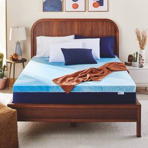 lot 20023 image: Sleep Innovations 3 Inch Cooling Gel Infused Memory Foam Mattress Topper, Full Size, Cool Comfort, Medium Support Blue(73 x 52 x 3 inches)