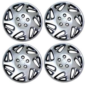 lot 20024 image: Trophy - Pack of 4 Hubcaps - 17-Inches  Silver  Style 007B Style Snap-On (Pop-On) Type Metallic Silver Wheel Covers Hub-caps