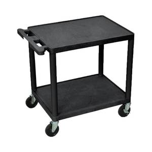lot 20041 image: LUXOR LP26-B 26H AV Cart with Two Shelves, 300 lbs. Capacity, Made of Recycled Molded Plastic, Scratch, Dent, Rust and Stain Resistant
