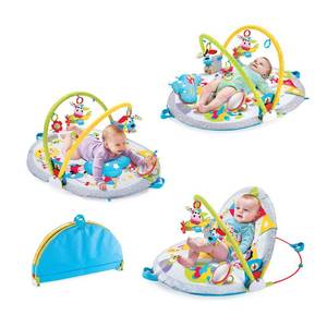 lot 20046 image: Yookidoo Baby Gym Lay to Sit-Up Playmat. 3-in-1 Newborns Activity Center with Tummy Time Toys, Pillow & Infant Miror. 0-12 Month