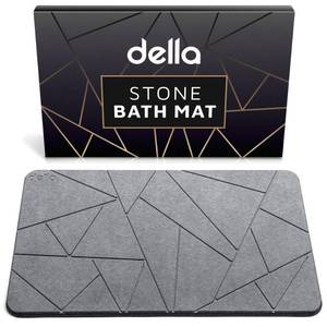 lot 20054 image: della Premium Stone Bath Mat - Super Absorbent Diatomaceous Earth Shower Mat - Quick Drying Bathstone for Bathroom Floor - Modern Diatomite Bathmat (Triangle - Dark Gray, Large (23.6 x 15.4))