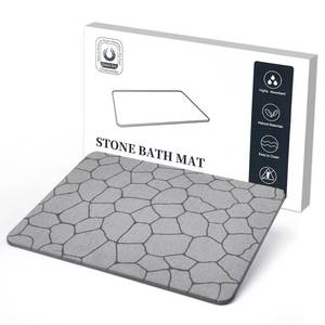 lot 20061 image: PRFCTLIFE Stone Bath Mat - Diatomaceous Earth Shower Mat, Non-Slip Diatomite Stone Bathmat, Super Absorbent Quick Drying Bathroom Floor Mat, Easy to Clean (23.6 x 15.4 Darkgrey Cobblestone)