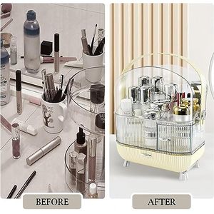 lot 20062 image: Dustproof Makeup Organizer, Green Vintage Cosmetic Storage Box Large Cosmetics Skincare Organizer Lipstick Case, Versatile Cosmetic Display Cases with lid and Drawers for Bathroom Vanity,B