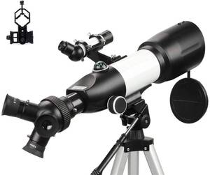 lot 20068 image: Telescope for Adult 80mm Aperture 400mm Prism Lens 3 In1 Eyepieces Astronomical Refractor Telescope for Astronomy with Phone Mount and Tripod(APPEARS ONE PART IS CRACKED)