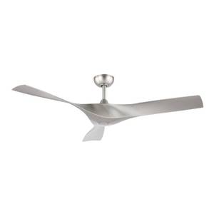 lot 20069 image: WINGBO 52 DC Ceiling Fan without Lights, Brushed Nickel Ceiling Fan wRemote, 3 Curved ABS Blades, Noiseless Reversible DC Motor, Modern Ceiling Fan for Kitchen Bedroom Living Room, ETL Listed