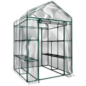 lot 20074 image: Greenhouse - Walk in Greenhouse with 8 Sturdy Shelves and PVC Cover for Indoor or Outdoor Use - 56 x 56 x 76-Inch Green House by Home-Complete