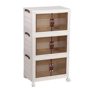 lot 20076 image: Eva Keep Closet Organizers, Storage Box with Lids 3-Layer, Stackable Collapsible Storage Bins, Storage Cabinet with Wheels, Plastic Visible Toy Storage Organizer for Home, Dorm Room Essentials (Triple Layer)