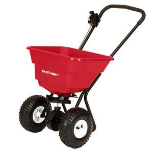 lot 20083 image: EarthWay 2050P 80 LB (36 KG) Deluxe Heavy-Duty Walk-Behind Commercial Broadcast Spreader Pre-Assembled with Pneumatic Tires, Built-in Side Spread Control