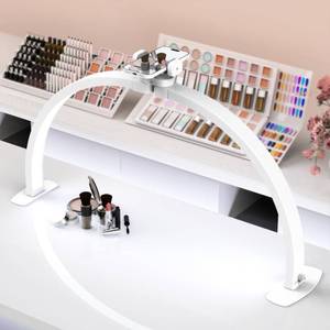 lot 20085 image: xolloz Premium Large Half Moon LED Light for Nail Tech, Foldable Arch Light for Nail Desk Lamp with Phone Stand Perfect for Manicure Handicraft Lighting (White, Large)