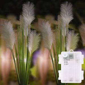 lot 20098 image: 2 Pack Battery Powered Garden Lights, Faux Pampas Grass Battery Reed Plant Lights Waterproof Dried Reed Artificial Plants for Garden Pathway Patio Yard Lawn Indoor Outdoor Decor, Green