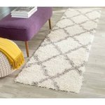 Safavieh Dallas Shag Collection SGD257F Ivory and Grey Runner, 2 feet 3 inches by 8 feet (2'3
