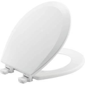 lot 27911 image: Bemis Round Enameled Wood Toilet Seat in Cotton White with Easy��Clean Hinge