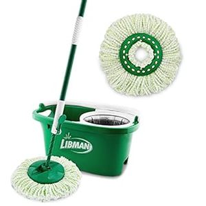 lot 27938 image: Libman Tornado Spin Mop System Plus 1 Refill Head �� Total Mopping System Includes Heavy Duty Microfiber Head, Sturdy Handle, and 1 Extra Replacement Mophead. Safe on All Hard Surfaces (B0BB8L9J2M)