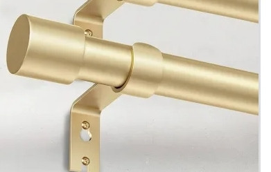 lot 68181 image: Heavy Duty Curtain Rods for Windows 28 to 48 Inch, 1 Inch Gold Adjustable Curtain Rod Set with Easy Installation and Modern Design