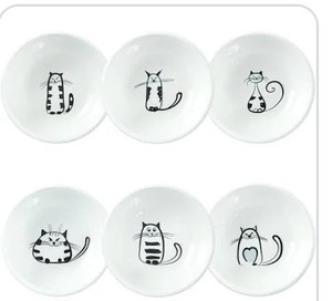 lot 24018 image: BigNoseDeer Super Cute Cat Ceramic Sauce Dish,Mini Side Seasoning Dish,Condiment Dishes,Sushi Soy Dipping Bowl,Snack Serving Dishes,Meow Porcelain Small Saucer Set(Set of 6)