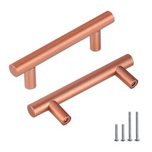 lot 24019 image: 6 Pack 3 Copper Cabinet Handles Rose Gold Drawer Pulls Stainless Steel,Kitchen Furniture Hardware Door Handle Pull Modern T Bar,Hole Centers76mm,Diameter12 mm