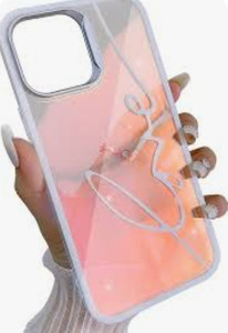 lot 24022 image: for iPhone 14 Pro Max Bling Laser Case, Clear Mirror Phone Case with Love pattern,Hard PC  Soft TPU Anti Scratch Shockproof Case Aesthetic Design for Women Girls Back Cover, White