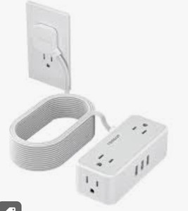 lot 24035 image: Flat Plug Power Bar Surge Protector, TESSAN Long Extension Cord 15 FT with 4 AC Outlets 3 USB Ports, 900J Multi Plug Power Strip for Home Office School Dorm Room Essentials