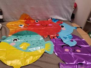 lot 24037 image: Sharlity 5 Pack Large Under The Sea Animal Balloons 38inch Cartoon Fish Balloons Sea Horse Balloon Octopus Balloon Shark Balloon for Kid Birthday Party Decorations