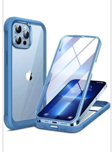 lot 24045 image: Miracase Glass iPhone 13 Pro Case 6.1 inch, 2023 New Full-Body Clear Bumper Case with Built-in 9H Tempered Glass Screen Protector for iPhone 13 Pro, Capri Blu