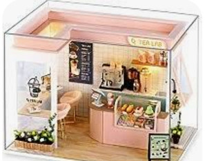 lot 24053 image: Cuteefun Miniature Model for Adults to Build, DIY Wooden Dollhouse Kit with Furniture Tools, DIY Gift