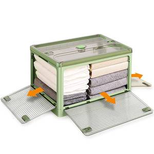 lot 24055 image: ACPOP Capacity Plastic folding Storage Bin,Clothes Collapsible Storage Bag With both sides hand-held design for Blankets, Bedding, Clothing, storage box for camping (Small,GREEN,1Pcs)