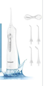 lot 24057 image: Mornwell Water Dental Flosser Teeth Pick, Portable Cordless Oral Irrigator with 3 Modes, 4 Replaceable Jet Tips, 300ML Detachable Reservoir, Rechargeable IPX7 Waterproof Teeth Cleaner