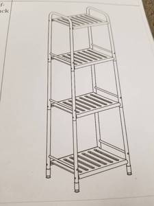 lot 24074 image: Tier Narrow Bathroom Shelving Unit, Kitchen Storage Rack Organizer Metal Corner Shelf for Living Room Laundry Pantry (Black, 4 Tier)
