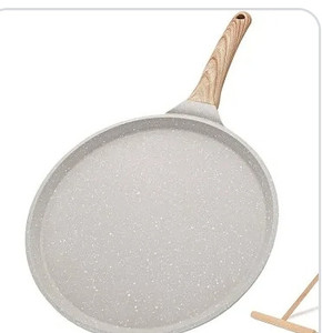 lot 24077 image: Bobikuke Non Stick Crepe Pan with Detachable Handle, Cast Aluminium Pancake Pan 20 cm, Induction Compatible - White