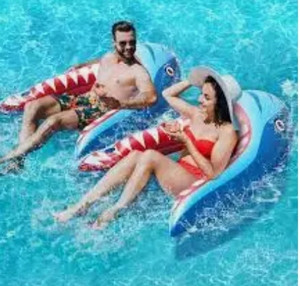 lot 24094 image: 2 Pack Pool Floats Adult Size, Pool Lounger with Cup Holder, Inflatable Floats for Swimming Pool, XX-Large, Blue