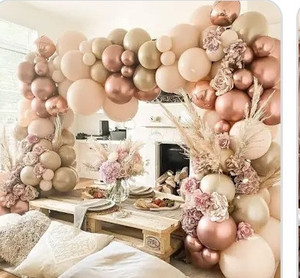 lot 24108 image: Blush Ivory Balloons Garland Double Stuffed Nude Brown Cream Balloon Pastel Beige Peach Rose Gold Boho Balloons Arch kit for Bridal Engagement Baby Shower Birthdays Weddings Boho Party Decoration