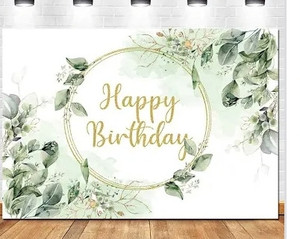 lot 24111 image: Greenery Succulent and Eucalyptus Leaves Photography Backdrop Bloom Eucalyptus Leaves Photo Background for Happy Birthday Party Decoration Cake Table Banner Supplies 5x3ft