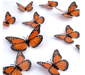 lot 24116 image: 48 pcs monarch butterfly magnet, artificial lightweight monarch butterfly beautiful 3D monarch butterfly wall decal for wall door refrigerator for party birthday celebration favour