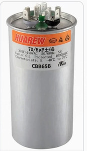 lot 24121 image: 705 uF �6% 705 MFD 370440 VAC CBB65 Dual Run Start Round Capacitor for Condenser Straight Cool or Heat Pump Air Conditioner or AC Motor and Fan Starting